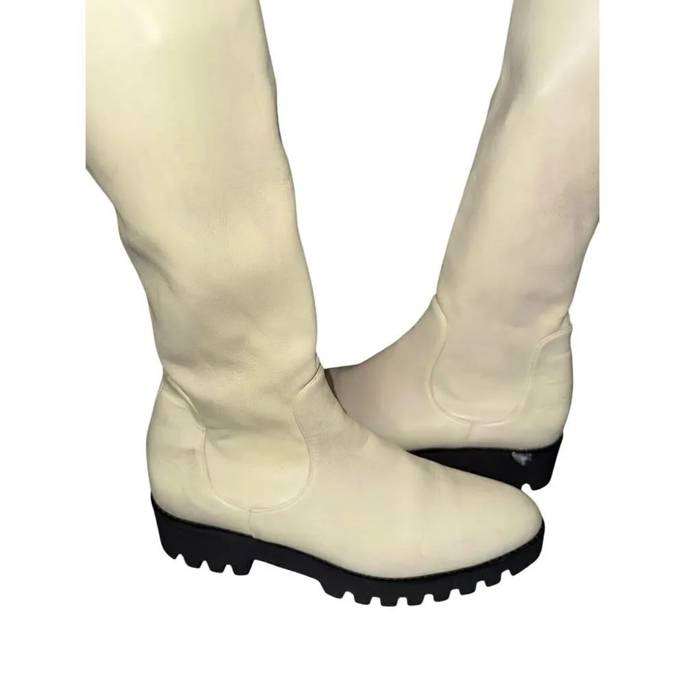 Theory Over-The-Knee Boot in Faux Leather White sz 9 US